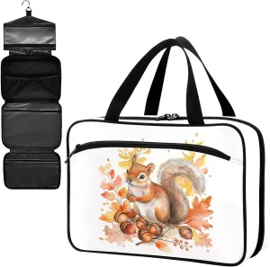 Fustylead Watercolor Autumn Cute Squirrel and Acorns Large Medical Storage Bag with Zipper Empty First Aid Bag Trauma Kit for Traveling Hiking Camping Backpacking