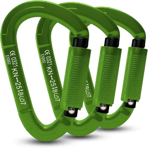 FVW Auto Locking Rock Climbing Carabiner Clips, UIAA Certified Professional 25KN (5620 lbs) Heavy Duty Caribeaners for Rappelling Swing Rescue & Gym etc,Large Carabiners,D-Shaped