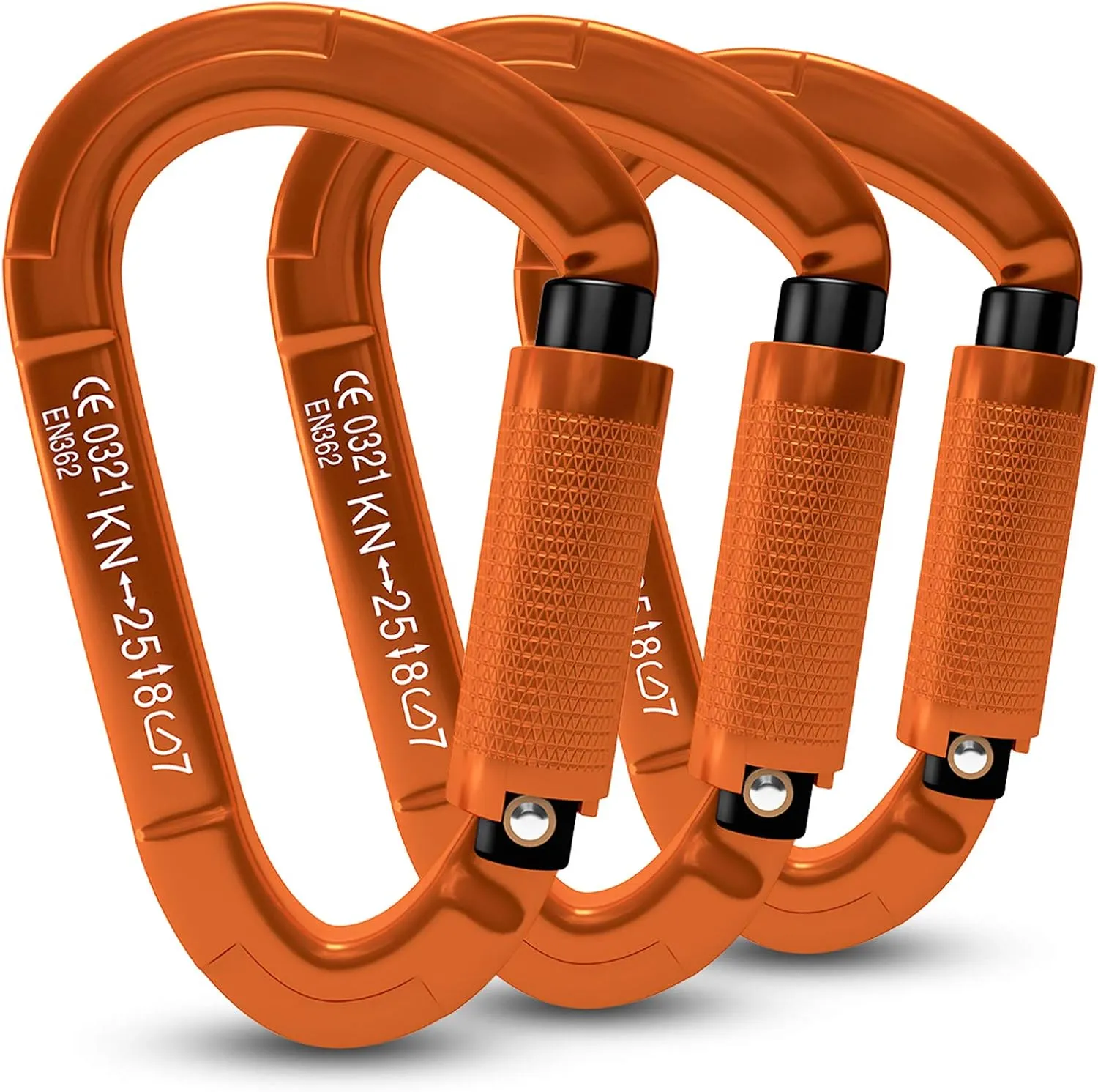 FVW Auto Locking Rock Climbing Carabiner Clips, UIAA Certified Professional 25KN (5620 lbs) Heavy Duty Caribeaners for Rappelling Swing Rescue & Gym etc,Large Carabiners,D-Shaped