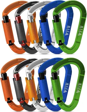 FVW Auto Locking Rock Climbing Carabiner Clips, UIAA Certified Professional 25KN (5620 lbs) Heavy Duty Caribeaners for Rappelling Swing Rescue & Gym etc,Large Carabiners,D-Shaped