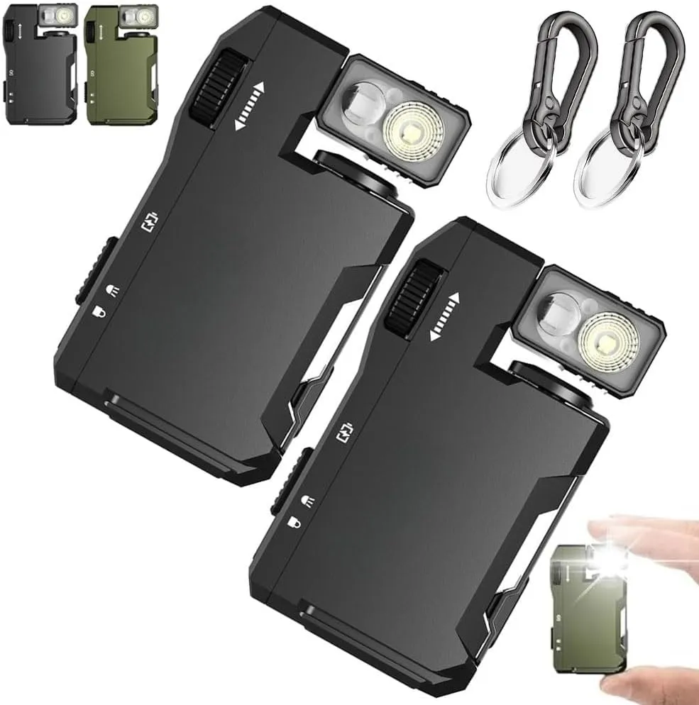 G5 EDC Light 400 Lumens, Rechargeable Magnetic Mini Flashlight, Super Bright 3 Modes Keychain Flashlight, 180° Rotation, Dual Light, IP68 Waterproof, For Outdoor, Emergency & Daily Carry(2PCS-A)