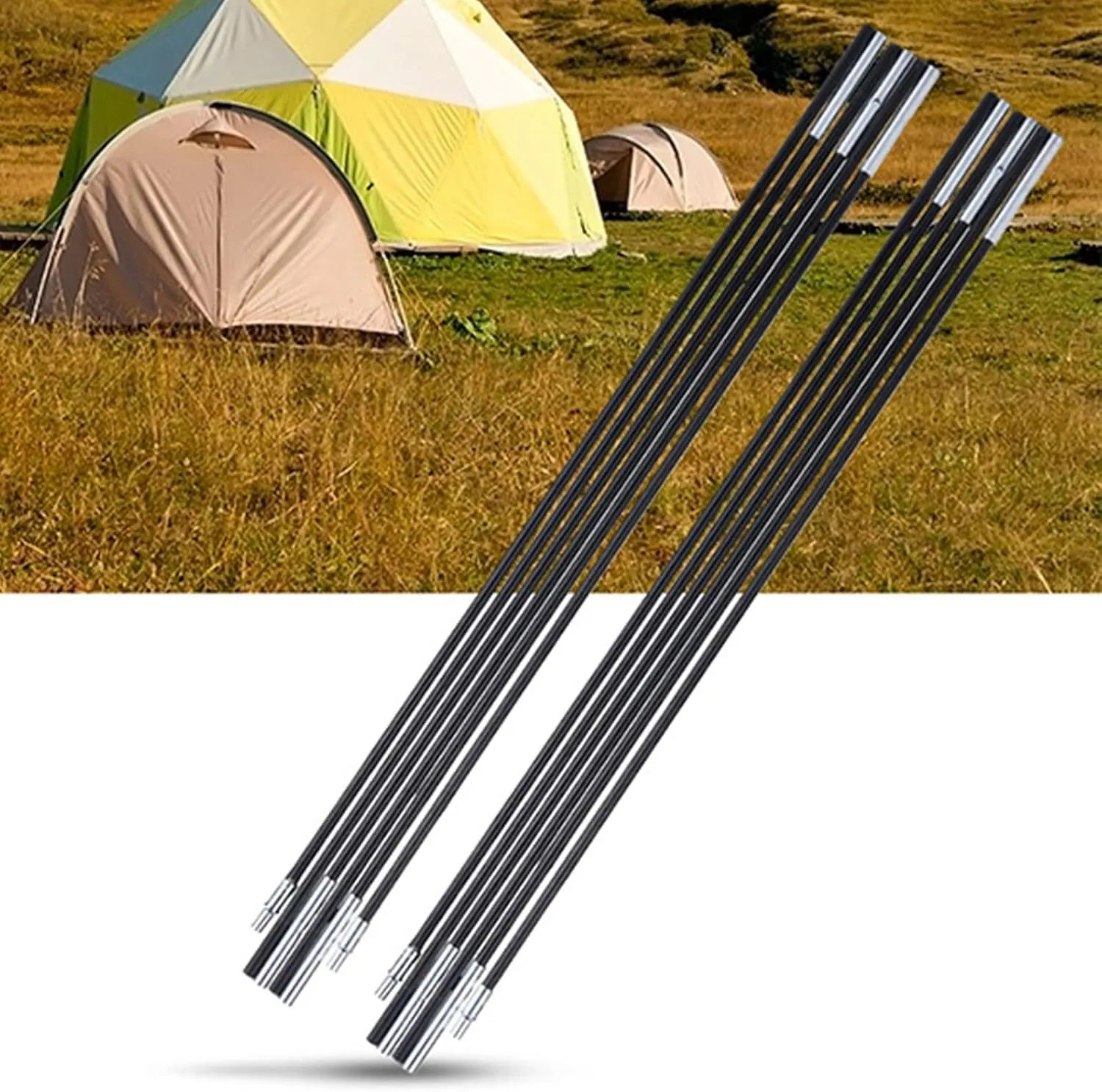 Gaeirt Awning Rod, Foldable Multi Sections Adjustable Camping Tent Pole for 1-2 Person Campin
