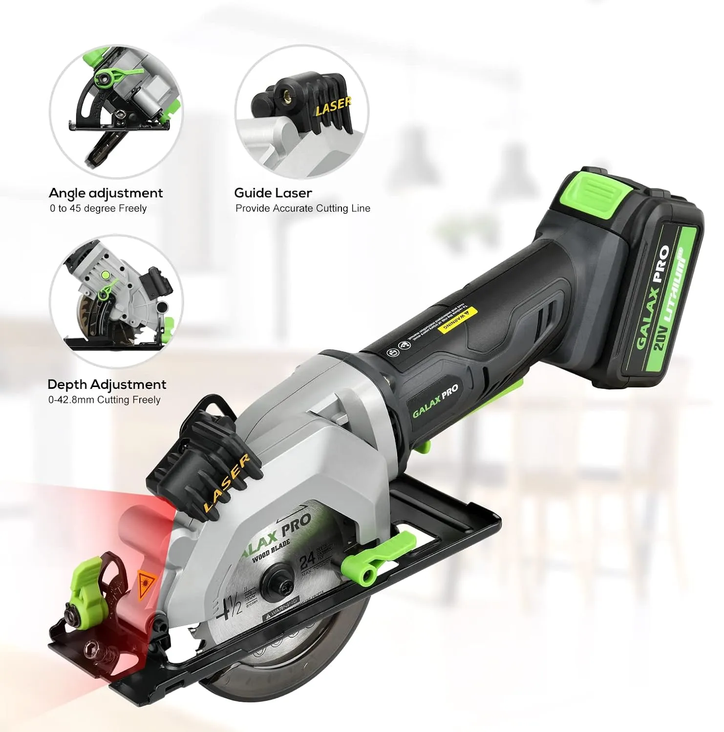 GALAX PRO Cordless Circular and Reciprocating Saw Combo Kit with 1pcs 4.0Ah Lithium Battery and One Charger, 7 Saw Blades and Tool Bag