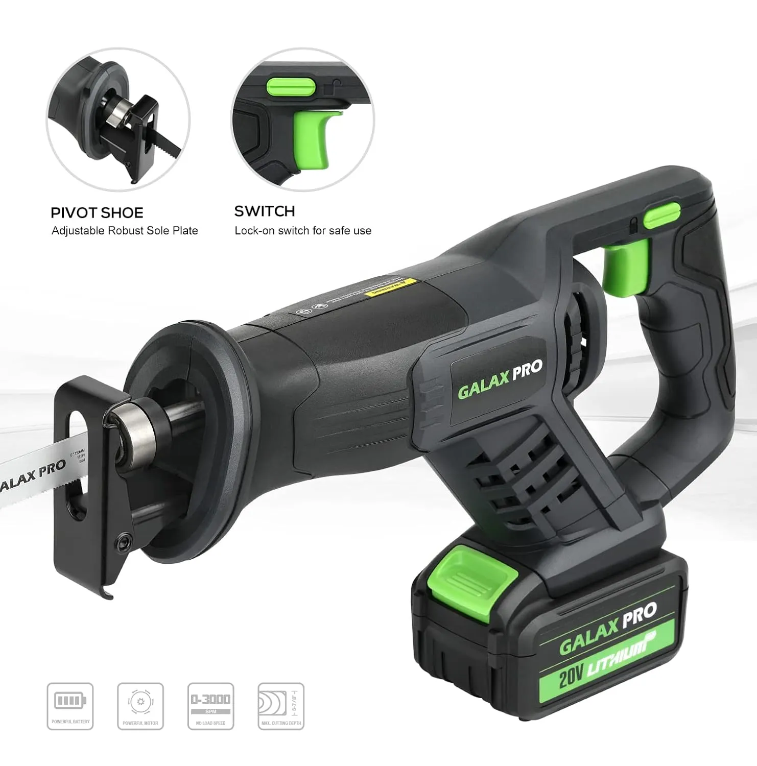 GALAX PRO Cordless Circular and Reciprocating Saw Combo Kit with 1pcs 4.0Ah Lithium Battery and One Charger, 7 Saw Blades and Tool Bag