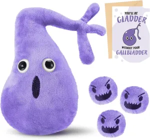 Gallbladder Plush Set Gall Surgery Recovery Gifts Include Gall Plush with Gallstones Stuffed and Gallbladder Get Well Card Operation Removal Gift for Gallstones Patient (Purple)