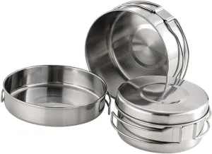 GALPADA Cooking Pot Pan Set for Outdoor Stainless Steel Pot Pan Set Compact Lightweight for Camping Hiking