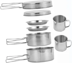 GALPADA Multi-Functional Camping Cookware Portable Cooking Set Outdoor Cooking Pan Picnic Cookware Kit Easy to Clean
