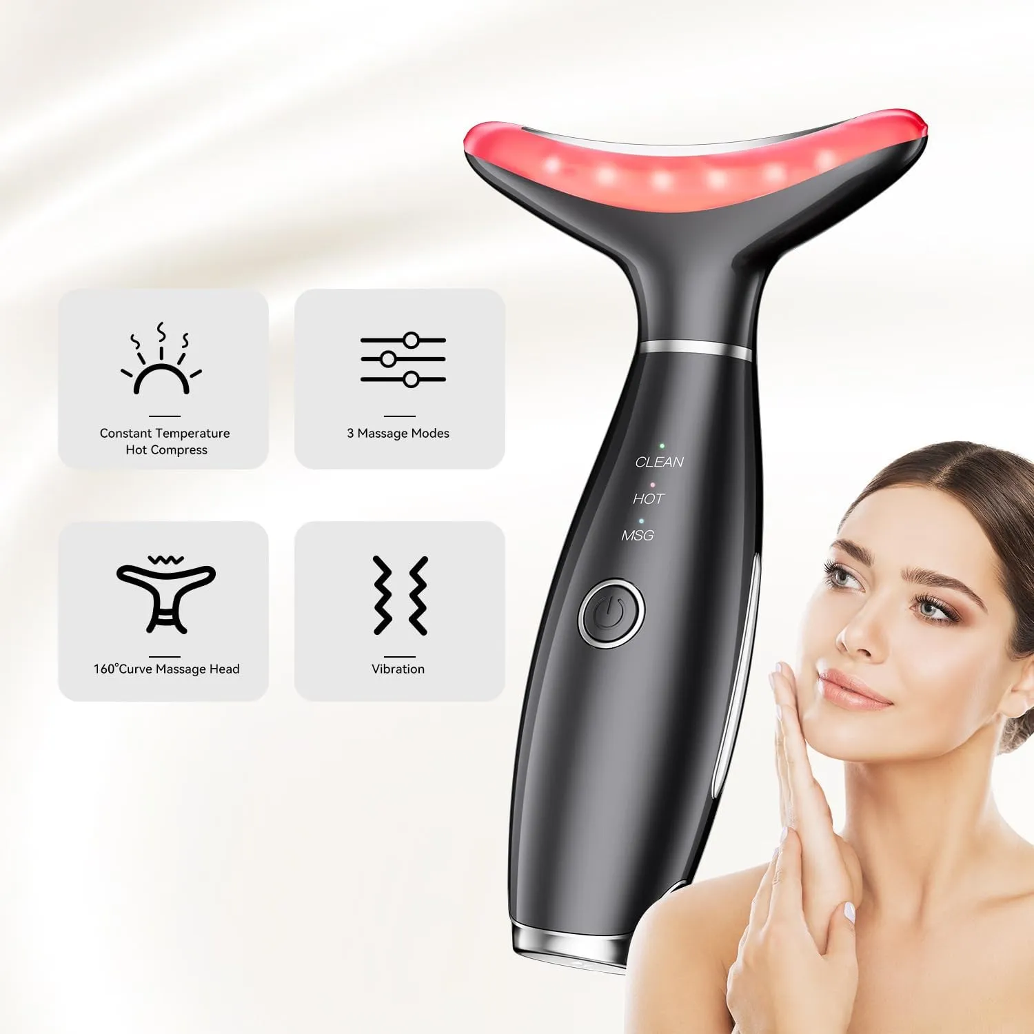 Galvanic Machines, 7 Color Light Therapy for Face and Neck, Vibrating Facial Massager (Black)