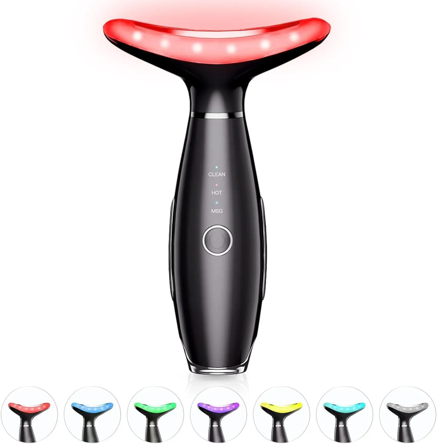 Galvanic Machines, 7 Color Light Therapy for Face and Neck, Vibrating Facial Massager (Black)