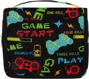 Game Start Hanging Travel Toiletry Bag for Kids, Women Cosmetic Organizer Makeup Bag Pouch Men Shaving Dopp Kit Shower Bag With Sturdy Hook