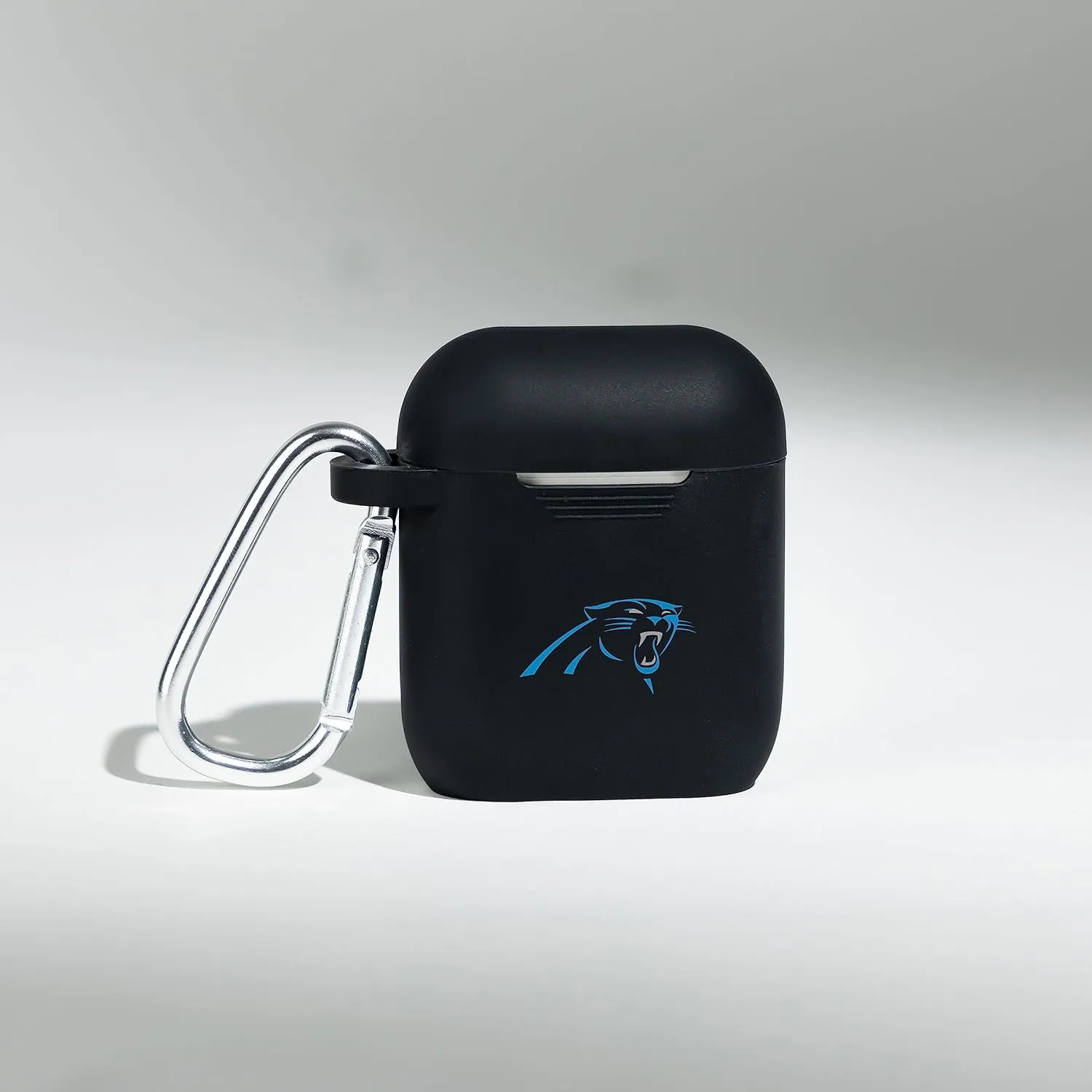 Game Time Carolina Panthers Silicone Watch Band and Case Cover Combo Package Compatible with Apple Watch and AirPods Battery Case (42/44/45mm Black/Black)