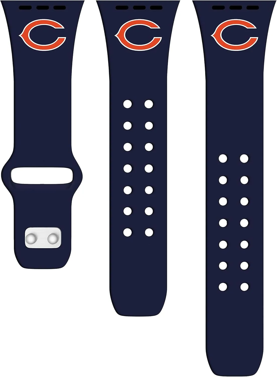 Game Time Chicago Bears Silicone Watch Band and Case Cover Combo Package Compatible with Apple Watch and AirPods Pro Battery Case (38/40/41mm Navy/Navy)