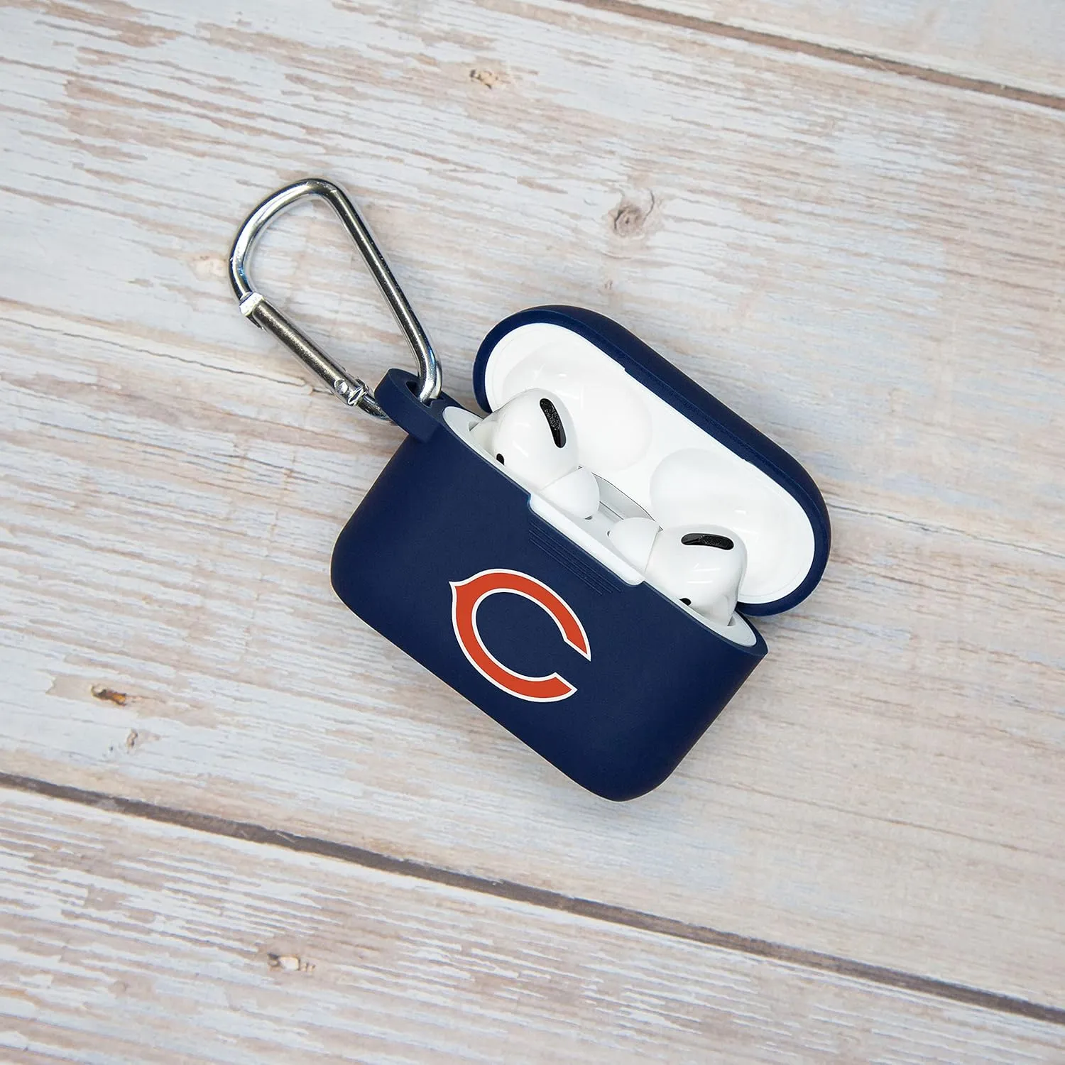 Game Time Chicago Bears Silicone Watch Band and Case Cover Combo Package Compatible with Apple Watch and AirPods Pro Battery Case (38/40/41mm Navy/Navy)