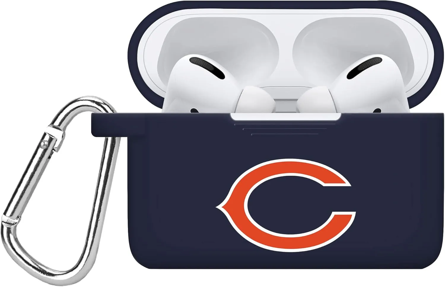 Game Time Chicago Bears Silicone Watch Band and Case Cover Combo Package Compatible with Apple Watch and AirPods Pro Battery Case (38/40/41mm Navy/Navy)