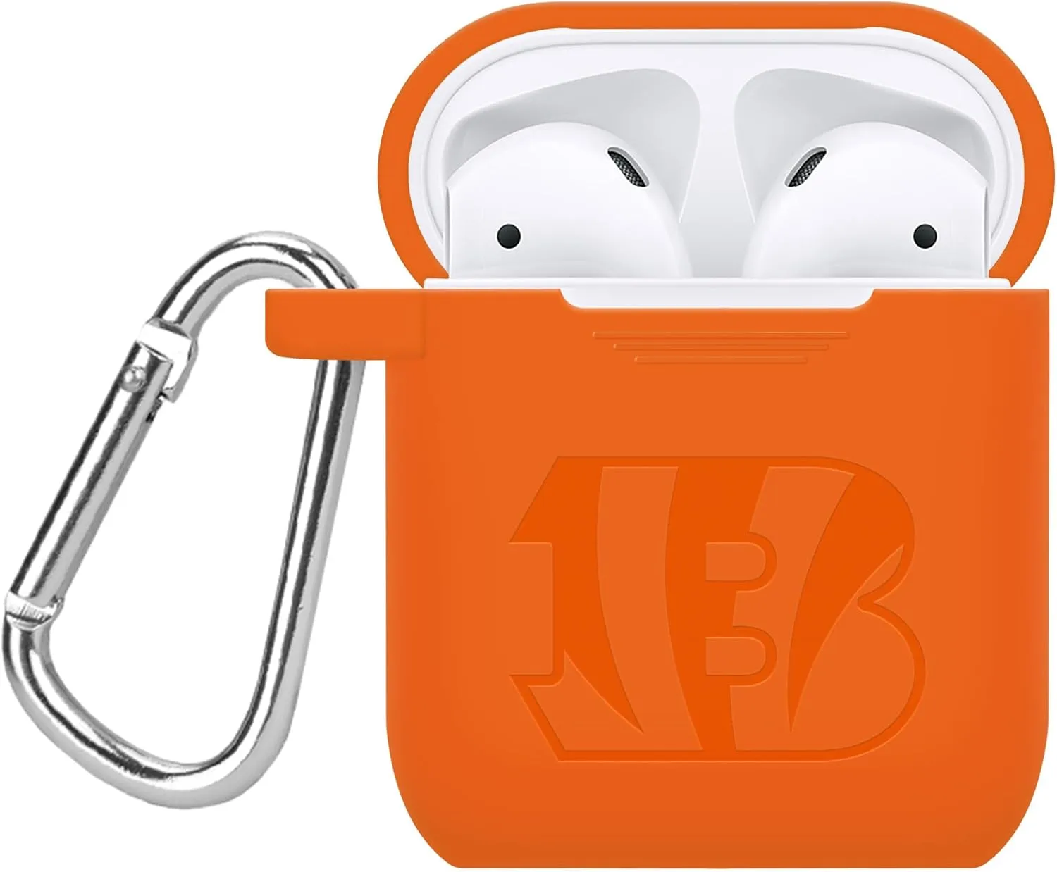Game Time Cincinnati Bengals Engraved Silicone Combo Package Compatible with Apple Watch and AirPods Battery Case (42/44mm Orange/Orange)