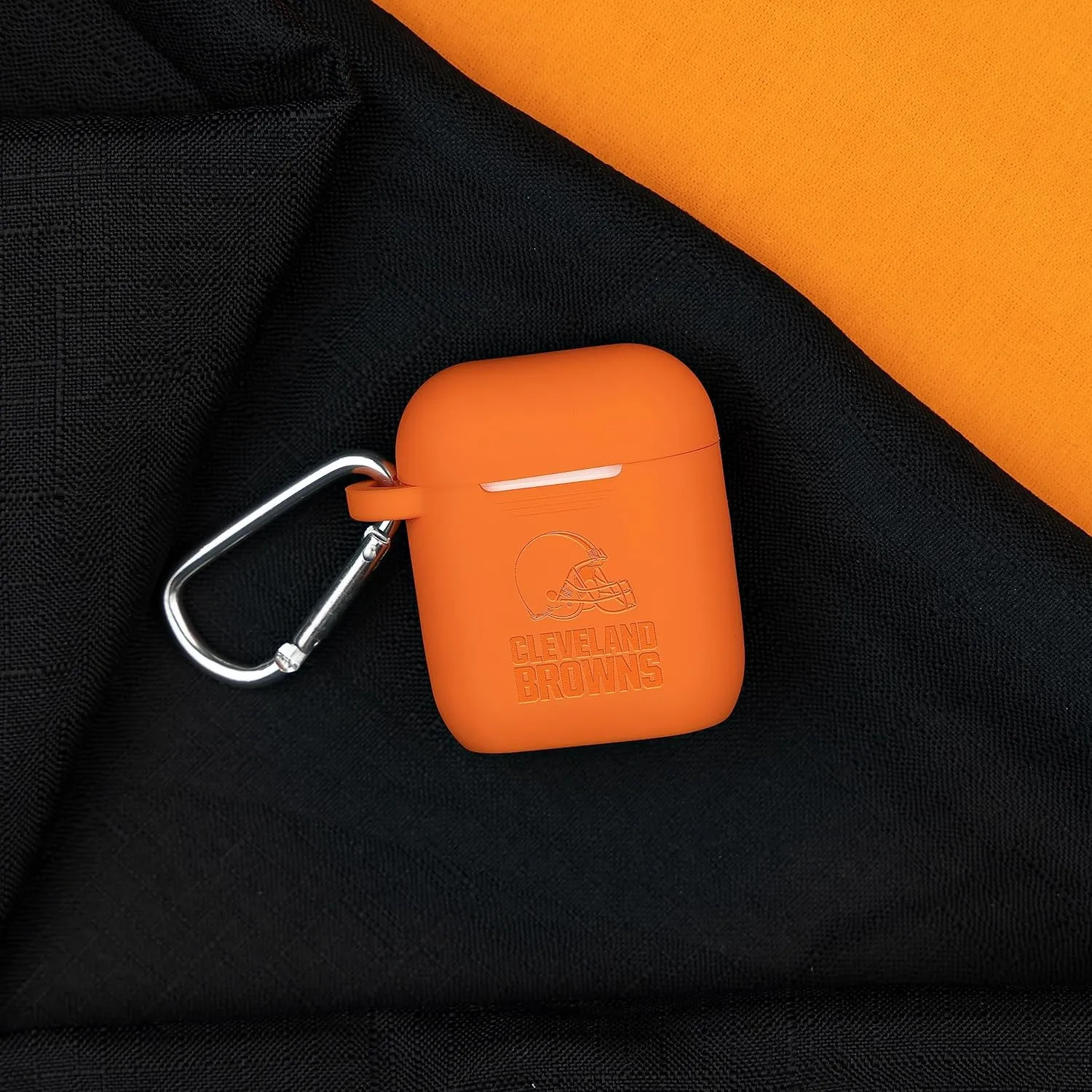 Game Time Cleveland Browns Engraved Silicone Combo Package Compatible with Apple Watch and AirPods Battery Case (42/44mm Orange/Orange)