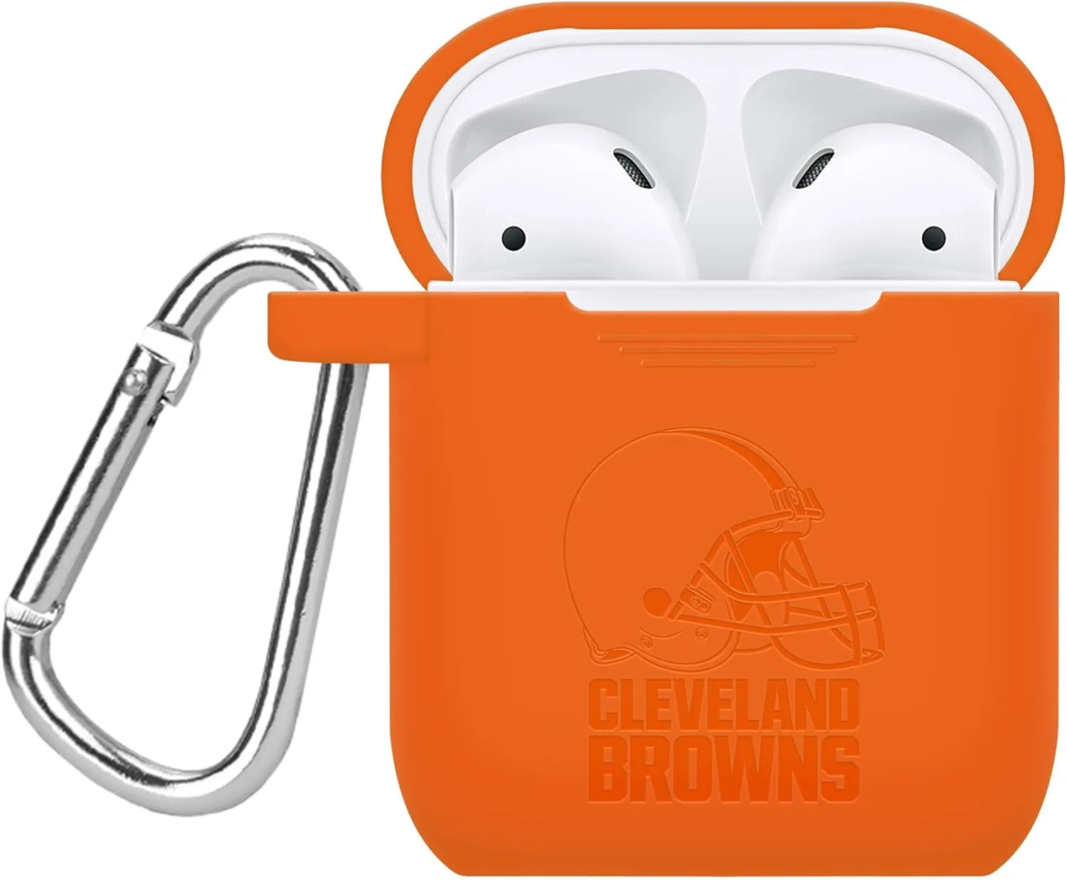 Game Time Cleveland Browns Engraved Silicone Combo Package Compatible with Apple Watch and AirPods Battery Case (42/44mm Orange/Orange)