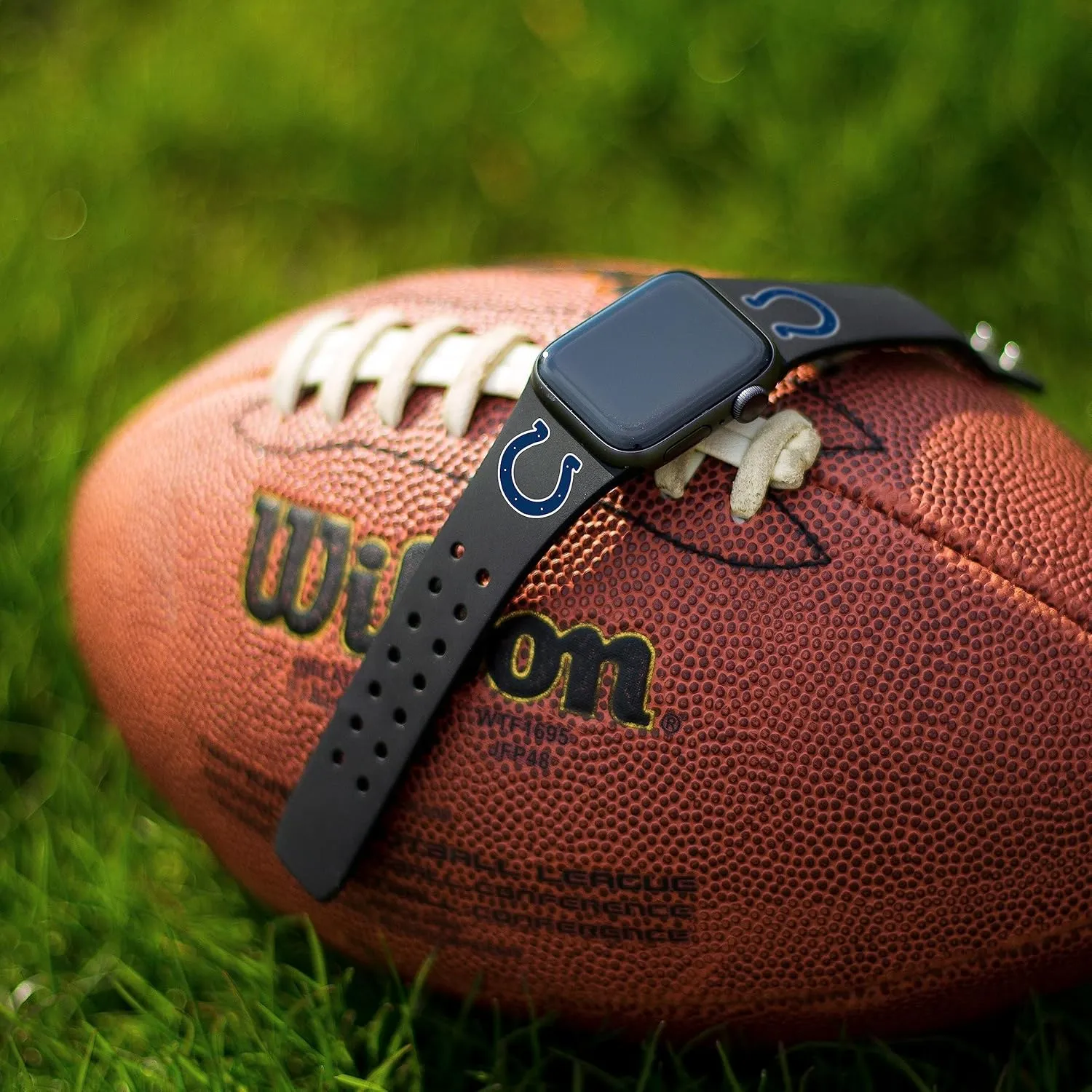 Game Time Indianapolis Colts Silicone Watch Band and Case Cover Combo Package Compatible with Apple Watch and AirPods Battery Case (42/44/45mm Black/Black)