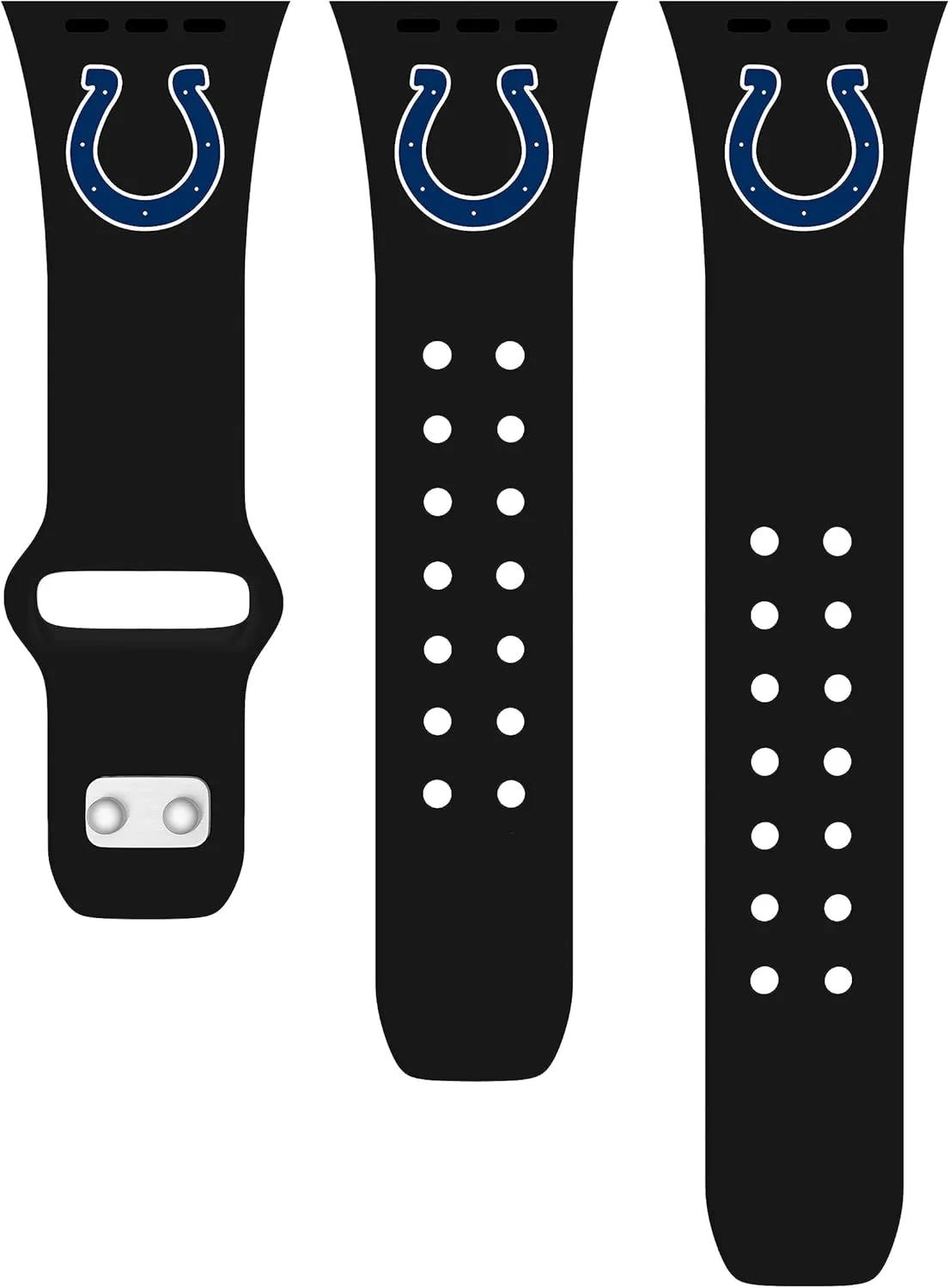Game Time Indianapolis Colts Silicone Watch Band and Case Cover Combo Package Compatible with Apple Watch and AirPods Battery Case (42/44/45mm Black/Black)