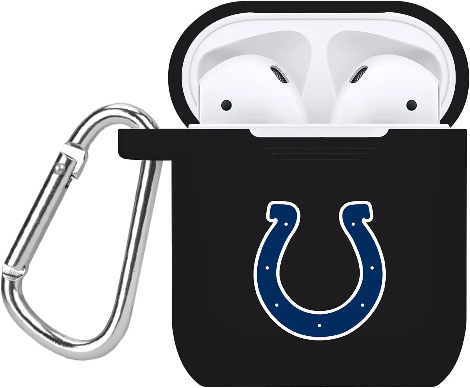 Game Time Indianapolis Colts Silicone Watch Band and Case Cover Combo Package Compatible with Apple Watch and AirPods Battery Case (42/44/45mm Black/Black)