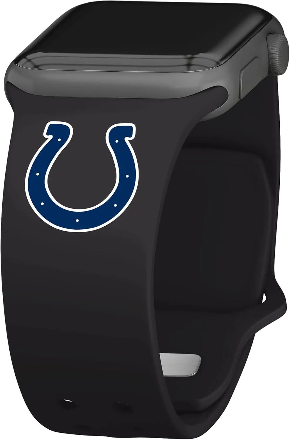 Game Time Indianapolis Colts Silicone Watch Band and Case Cover Combo Package Compatible with Apple Watch and AirPods Battery Case (42/44/45mm Black/Black)