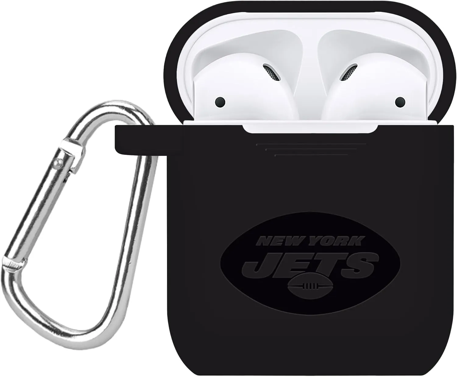 Game Time New York Jets Engraved Silicone Combo Package Compatible with Apple Watch and AirPods Battery Case (42/44mm Black/Black)