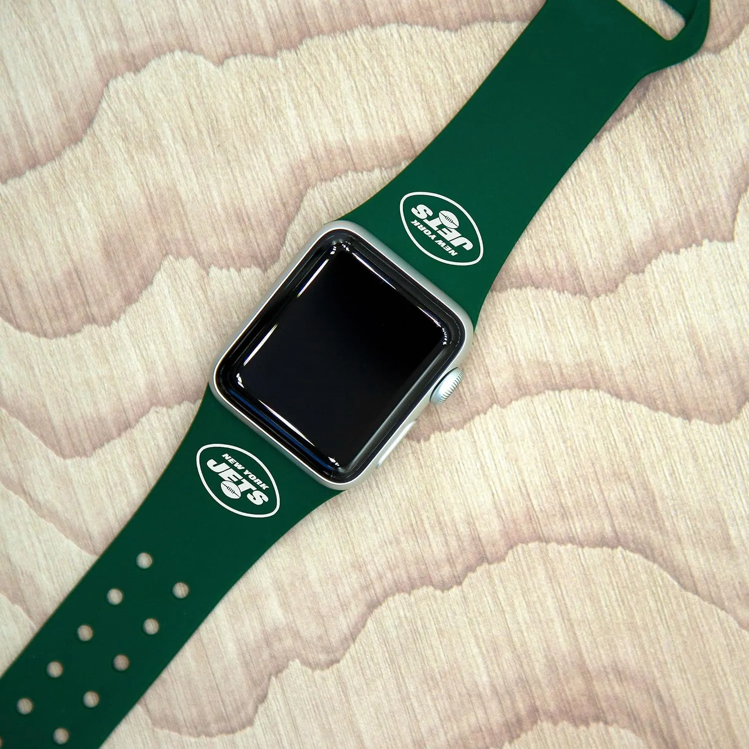 Game Time New York Jets Silicone Watch Band and Case Cover Combo Package Compatible with Apple Watch and AirPods Battery Case (42/44/45mm Green/Green)