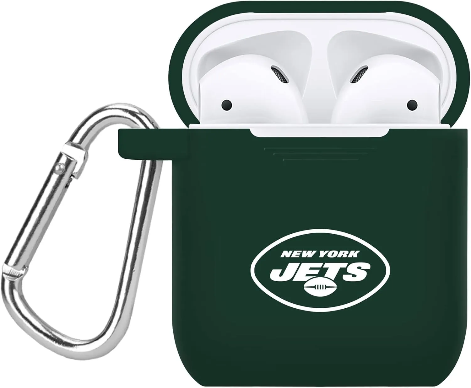 Game Time New York Jets Silicone Watch Band and Case Cover Combo Package Compatible with Apple Watch and AirPods Battery Case (42/44/45mm Green/Green)