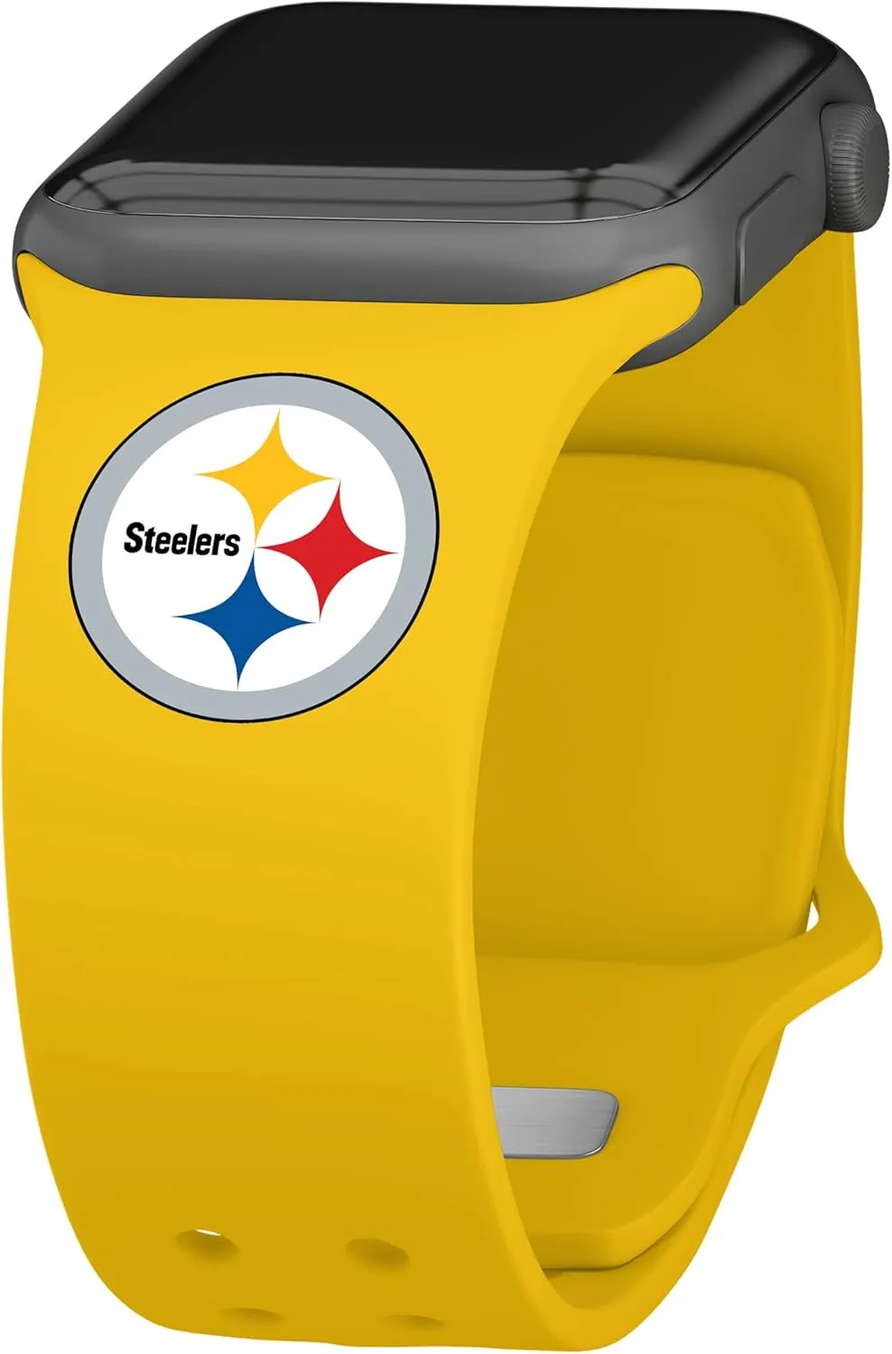 Game Time Pittsburgh Steelers Silicone Watch Band and Case Cover Combo Package Compatible with Apple Watch and AirPods Battery Case (42/44/45mm Yellow/Yellow)
