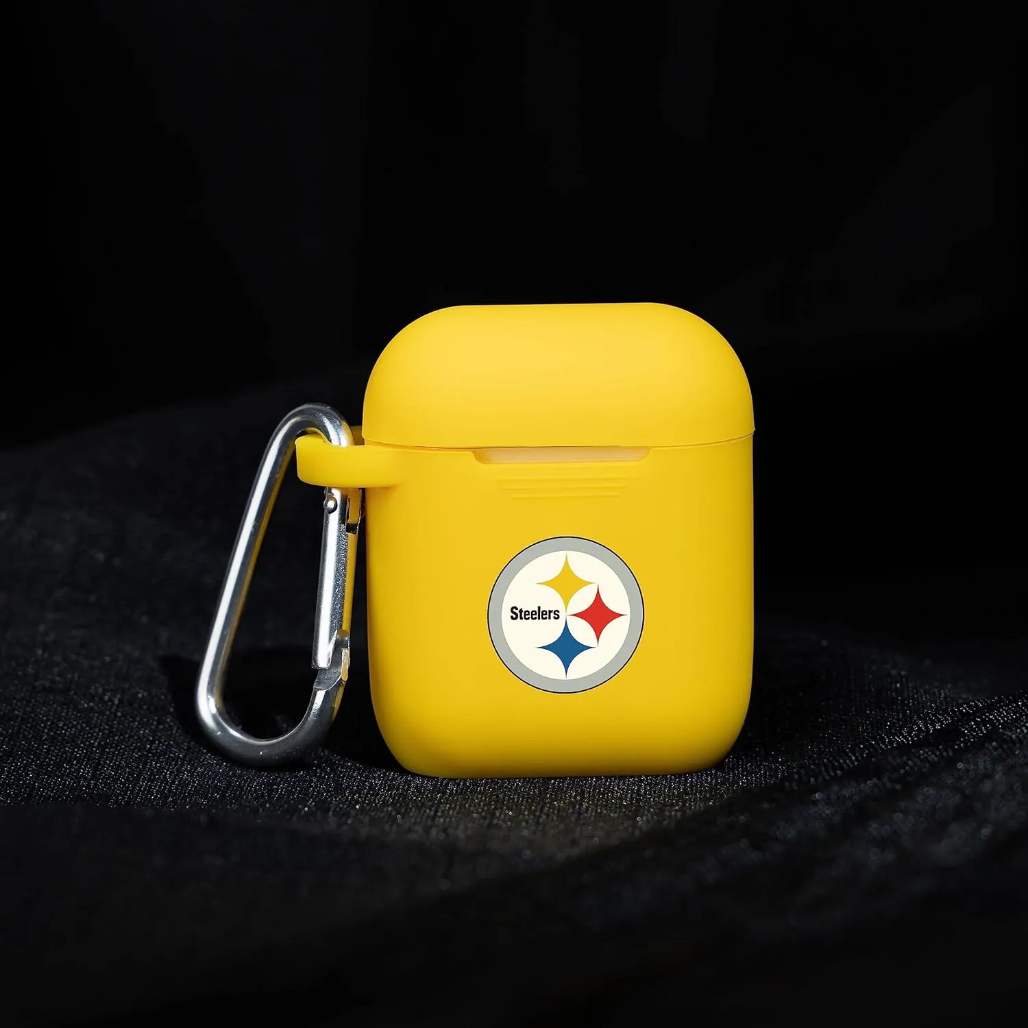 Game Time Pittsburgh Steelers Silicone Watch Band and Case Cover Combo Package Compatible with Apple Watch and AirPods Battery Case (42/44/45mm Yellow/Yellow)