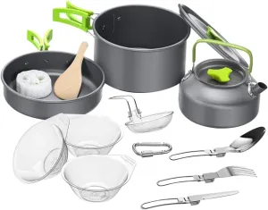 GANAZONO 1set Lightweight Non-Stick Cooking Supplies Kit Picnic Cookware for Camping Space Saving Comfortable Grip Compact Design for Outdoor Adventures