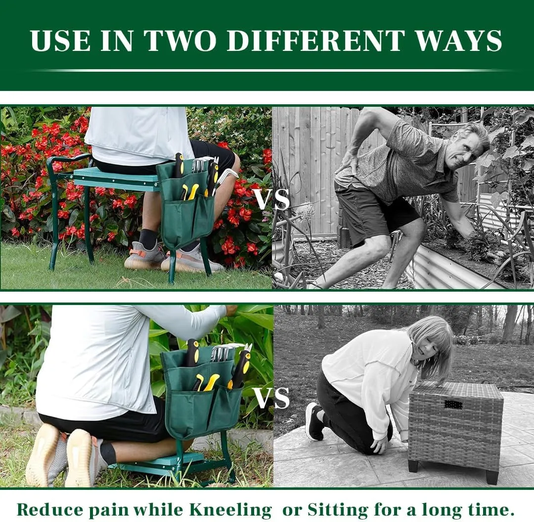 Garden Kneeler and Seat, Foldable Garden Stool Heavy Duty Gardening Bench for Kneeling and Sitting to Prevent Knee & Back Pain, Gardening Gifts for Women, Grandparents, Seniors, Mom & Dad