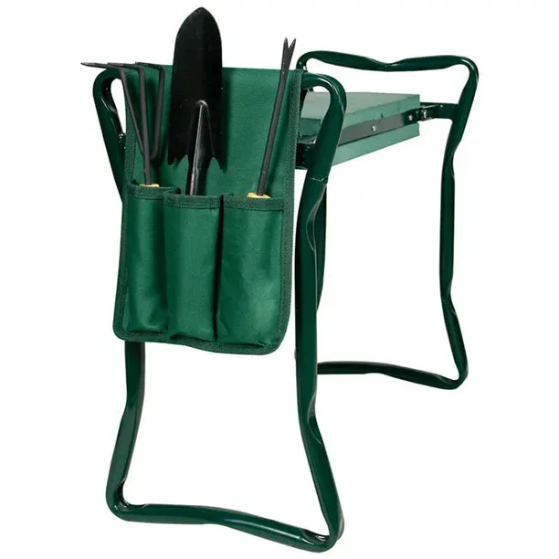 Garden Kneeler Tool Bag, Foldable Portable Gardening Tote Bag, Oxford Waterproof Multifunctio Garden Storage Pouch Organizer for Kneeling Chair and Garden Stool (Green Bag ONLY)