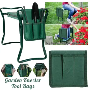 Garden Kneeler Tool Bag, Foldable Portable Gardening Tote Bag, Oxford Waterproof Multifunctio Garden Storage Pouch Organizer for Kneeling Chair and Garden Stool (Green Bag ONLY)