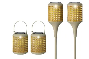 Garden Solar Ourdoor Light | Wicker Look | Set of 4