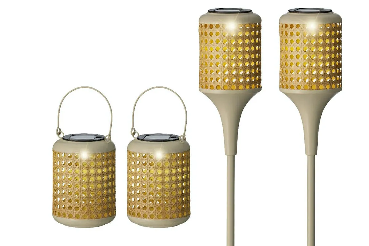 Garden Solar Ourdoor Light | Wicker Look | Set of 4
