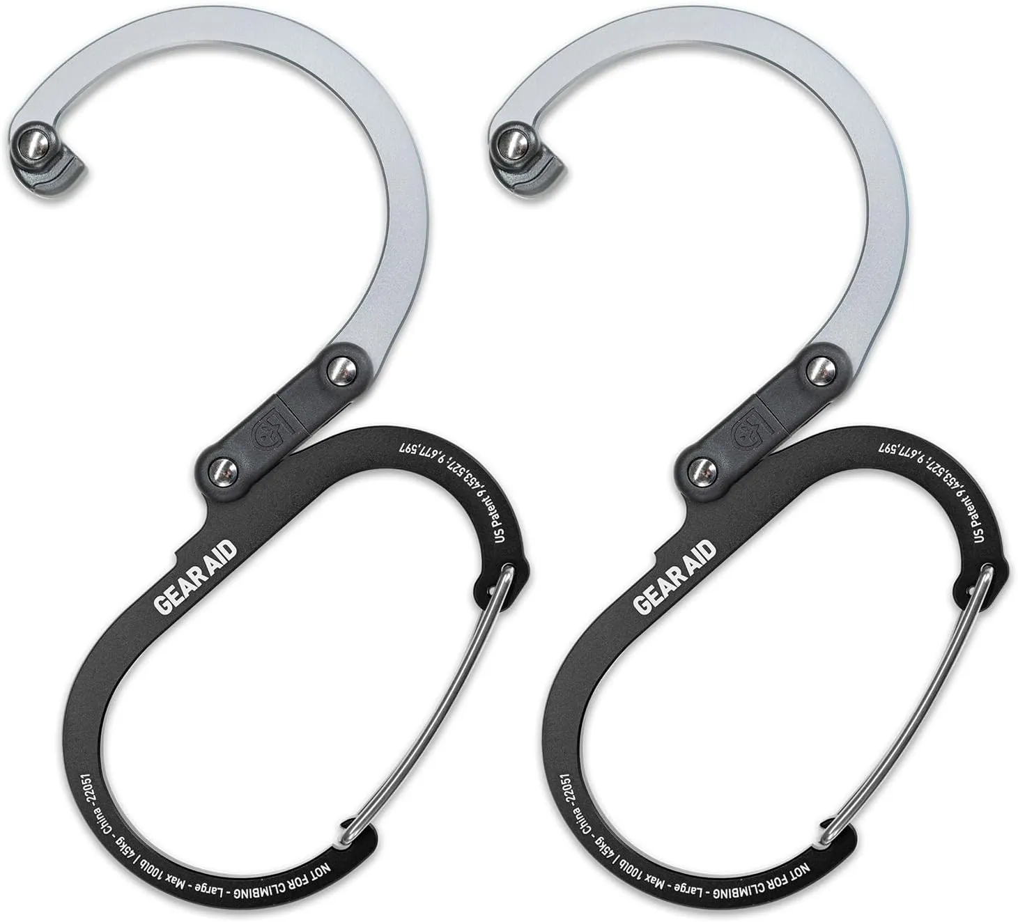 GEAR AID HEROCLIP (Large) Carabiner Gear Clip and Hook for Hanging Heavy Duty Items, Camping Backpacks, Suitcases, Kayaks, Bicycles, Garage Organization and More