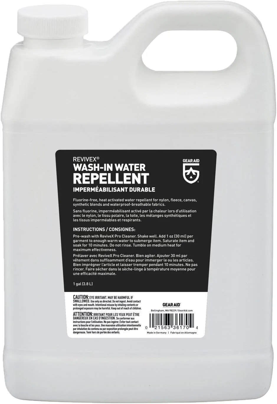 GEAR AID Wash-in Water Repellent, Concentrated Formula for Outerwear, 1 Gallon