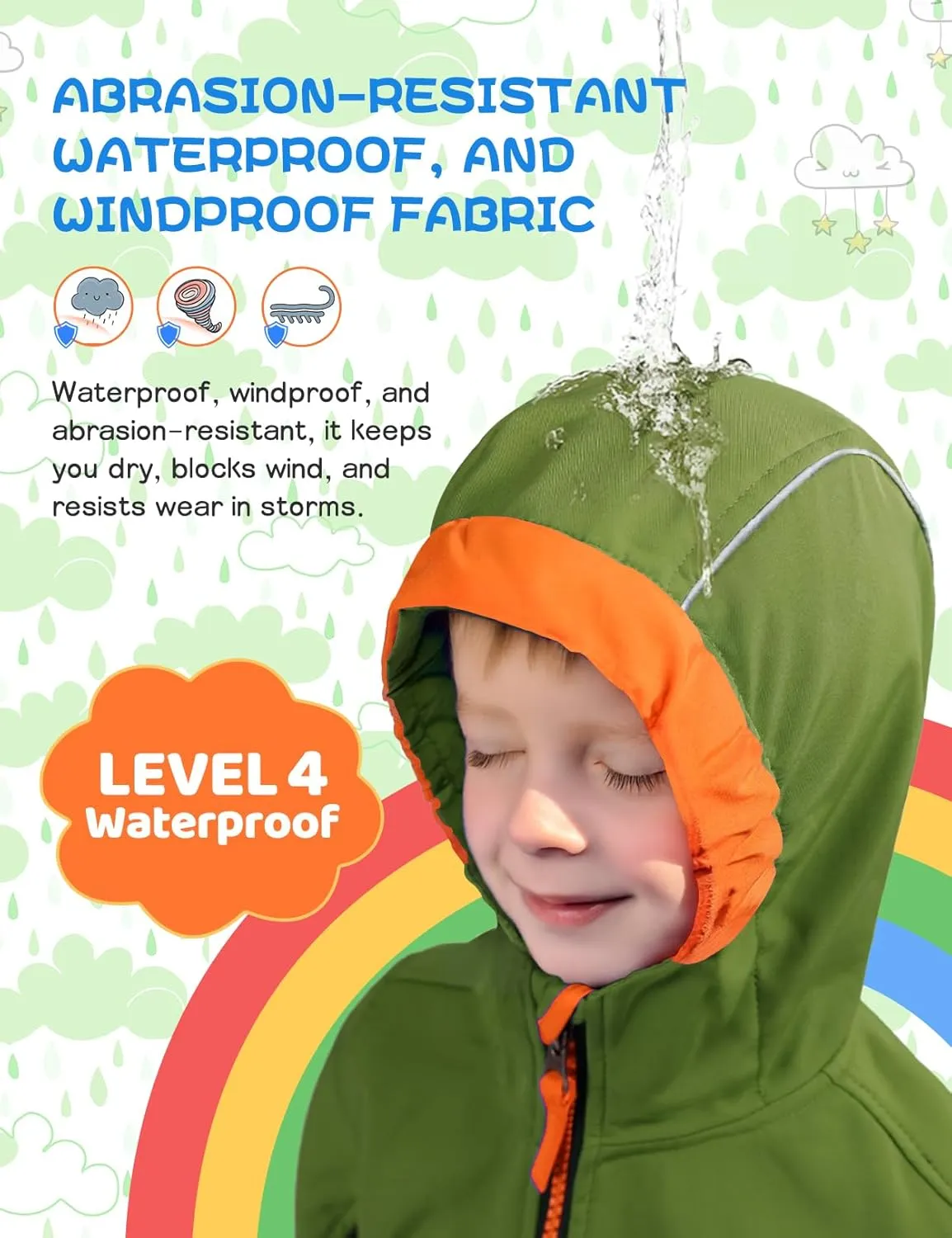 GEMYSE Toddler Boys Jacket Waterproof Baby Kids Windbreaker Jacket Fleece Toddler Coat Spring Fall Outerwear