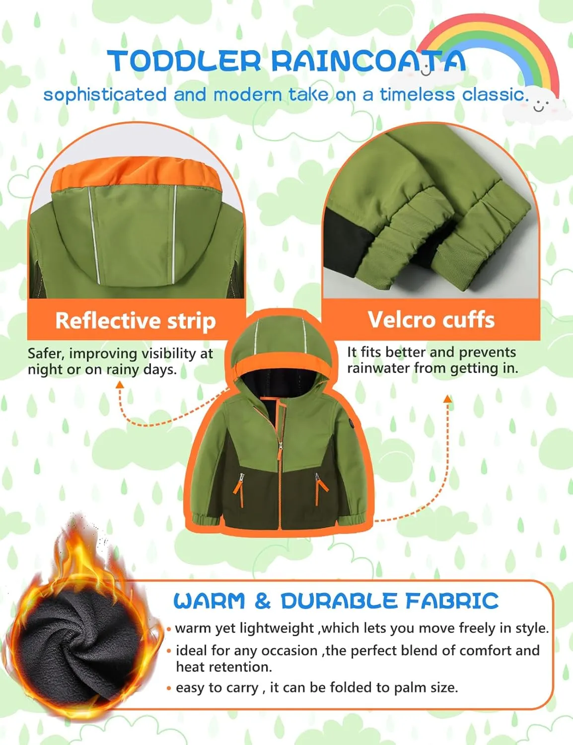 GEMYSE Toddler Boys Jacket Waterproof Baby Kids Windbreaker Jacket Fleece Toddler Coat Spring Fall Outerwear