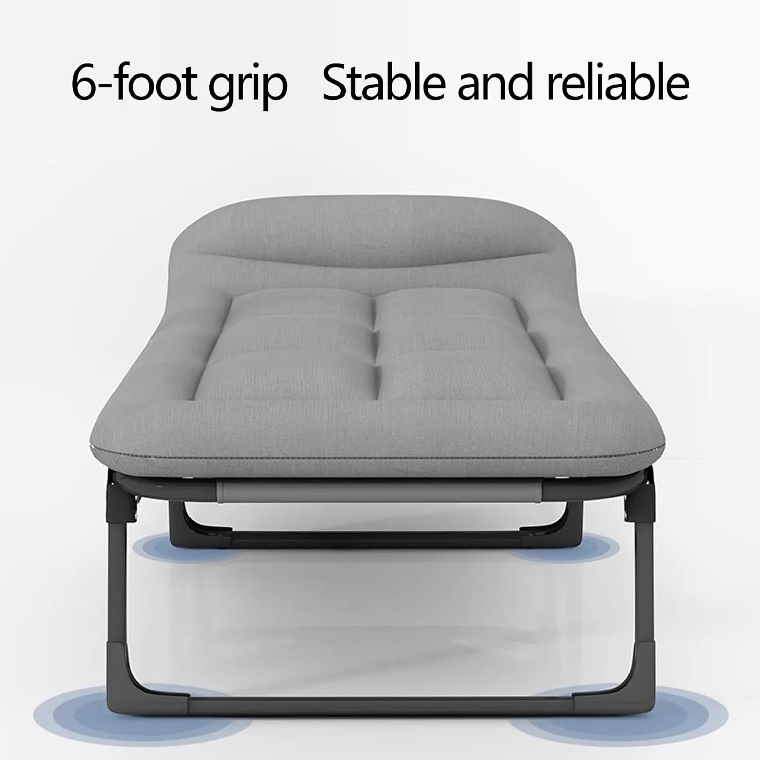 Generic Portable Rollaway Bed with Mattress Six Adjustable Backrests Folding Camping Cot for Adults with 6 Legs and High Resilience Foam Perfect for Camping(Gray B,135 * 60 * 30cm)
