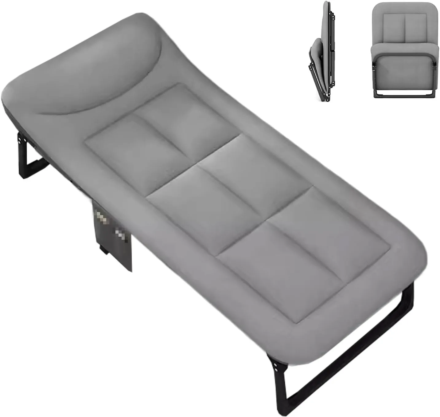 Generic Portable Rollaway Bed with Mattress Six Adjustable Backrests Folding Camping Cot for Adults with 6 Legs and High Resilience Foam Perfect for Camping(Gray B,135 * 60 * 30cm)