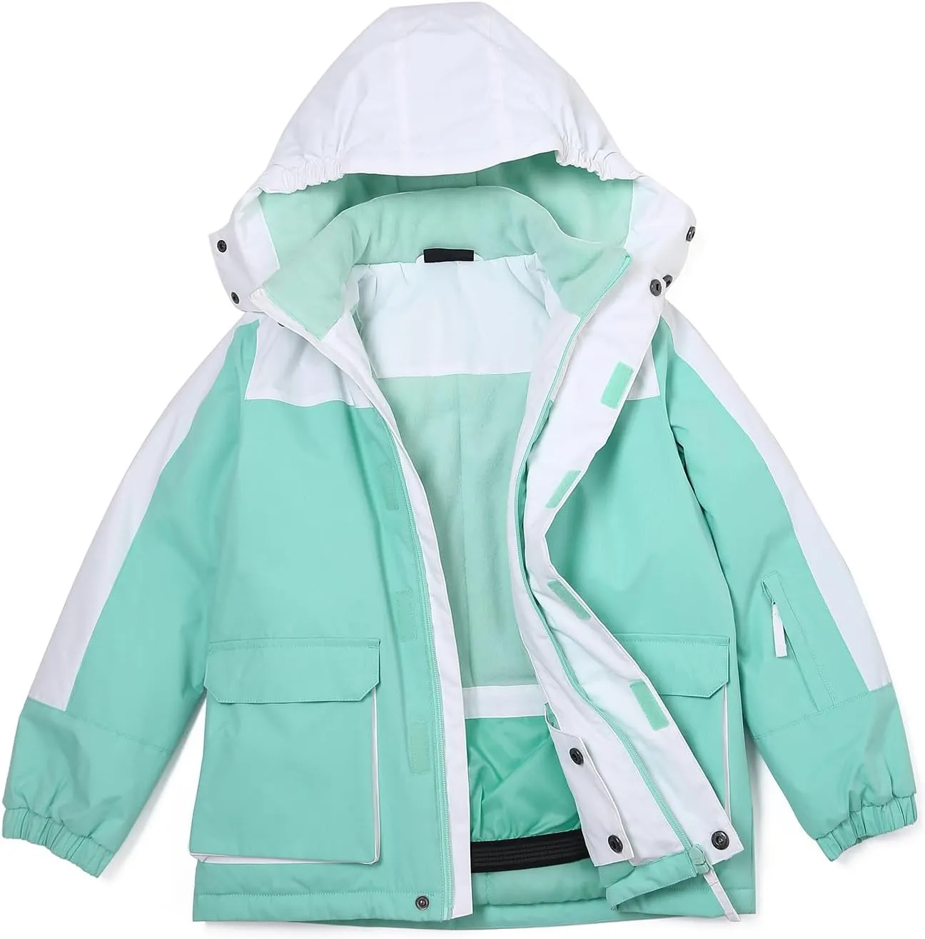 Girl's Waterproof Ski Jacket,Warm Winter Snow Coat,Hooded Fleece Outwear,Windproof RainCoat