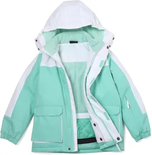 Girl's Waterproof Ski Jacket,Warm Winter Snow Coat,Hooded Fleece Outwear,Windproof RainCoat
