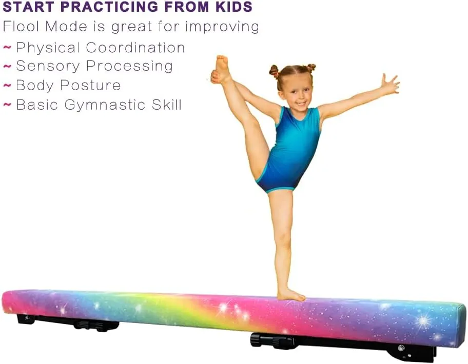 GLANT 8ft Ultrasimple Adjustable&Foldable Balance Beam,High-Low Floor Beam Suede Gymnastics Equipment,No Tool Require, Gymnastics Beam for Training&Professional HomeTraining