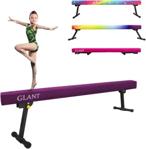GLANT 8ft Ultrasimple Adjustable&Foldable Balance Beam,High-Low Floor Beam Suede Gymnastics Equipment,No Tool Require, Gymnastics Beam for Training&Professional HomeTraining