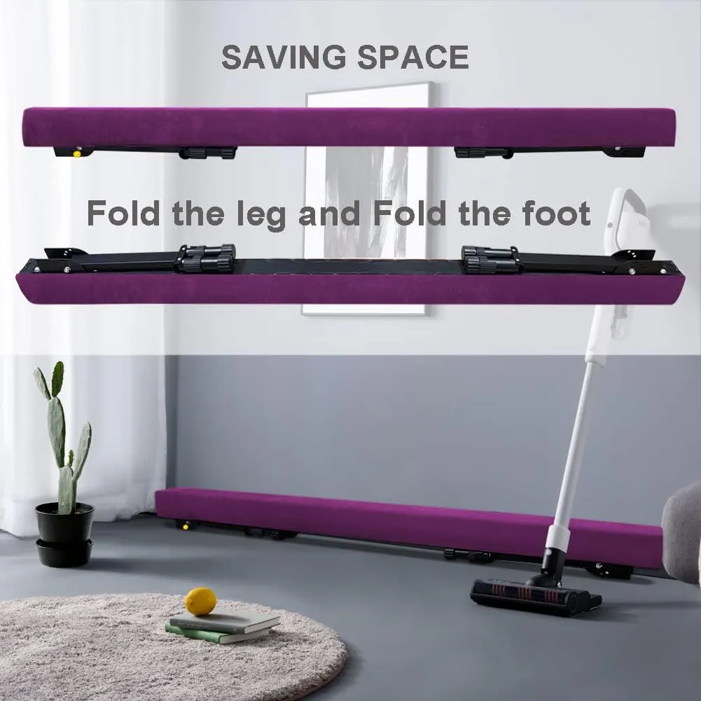 GLANT 8ft Ultrasimple Adjustable&Foldable Balance Beam,High-Low Floor Beam Suede Gymnastics Equipment,No Tool Require, Gymnastics Beam for Training&Professional HomeTraining