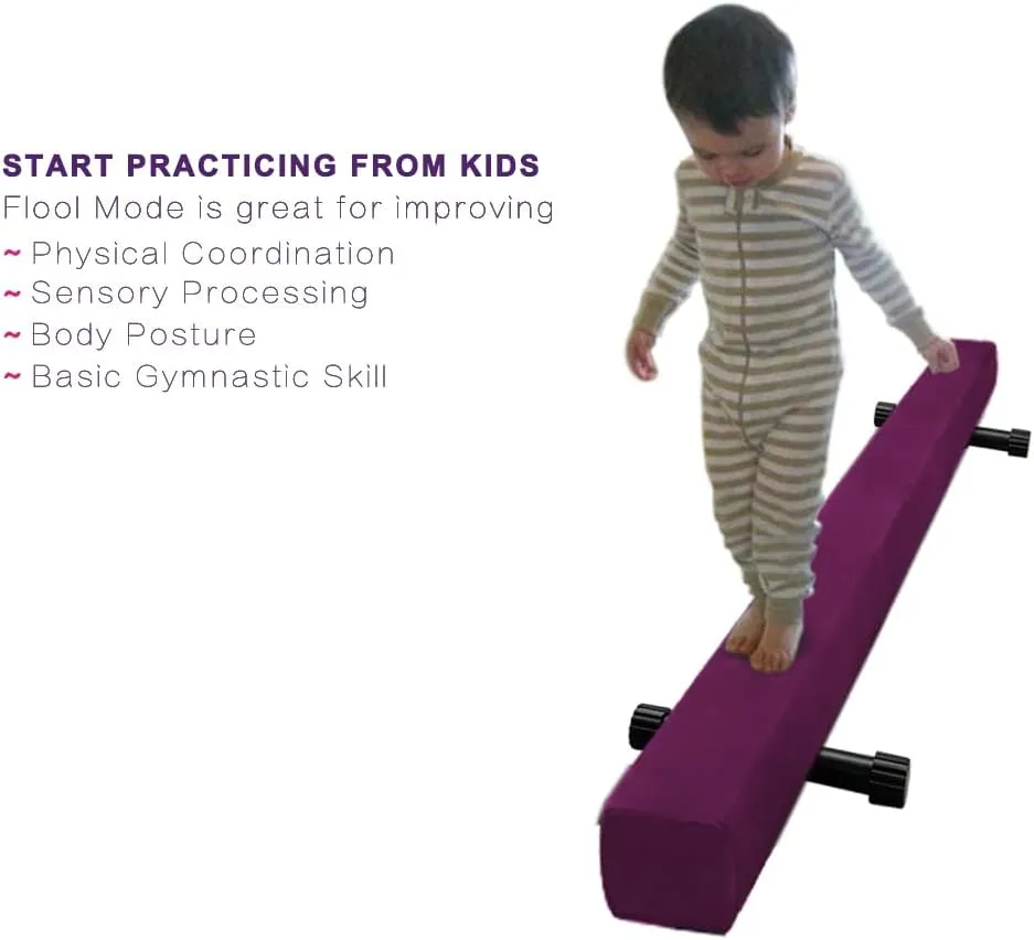 GLANT 8ft Ultrasimple Adjustable&Foldable Balance Beam,High-Low Floor Beam Suede Gymnastics Equipment,No Tool Require, Gymnastics Beam for Training&Professional HomeTraining