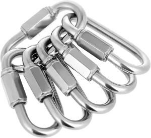 GLEAVI 10pcs Locking Carabiner: M5 Stainless Steel Carabiner Clip - Clasp for Outdoor Activities Climbing Camping Keychains and Quick Connection