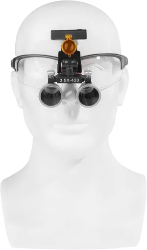 Global-Dental Magnification Binocular Loupes Magnifier Cordless 3W Headlamp with Filter Black (3.5X)